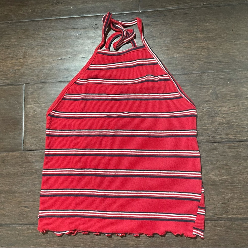 full tilt stripes haulter crop top!!